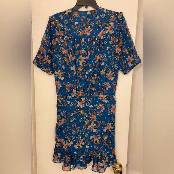 Veronica Beard Dakota Silk Mini Dress Cerulean Blue Multi Size 6 - Picture 4 of 8